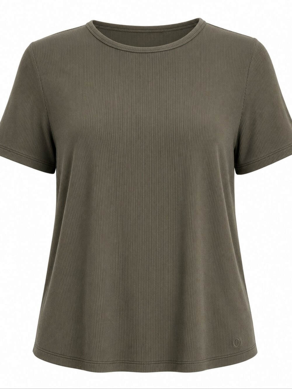 NUUDS | Olive Green Ribbed Modal‎ Stretch Tee Minimalist Capsule Top Plus | XXXL